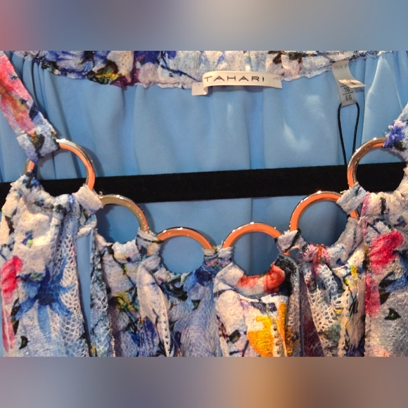 Tahari XL Debrah Double Loop Blue Lace Slip Dress - Picture 6 of 8